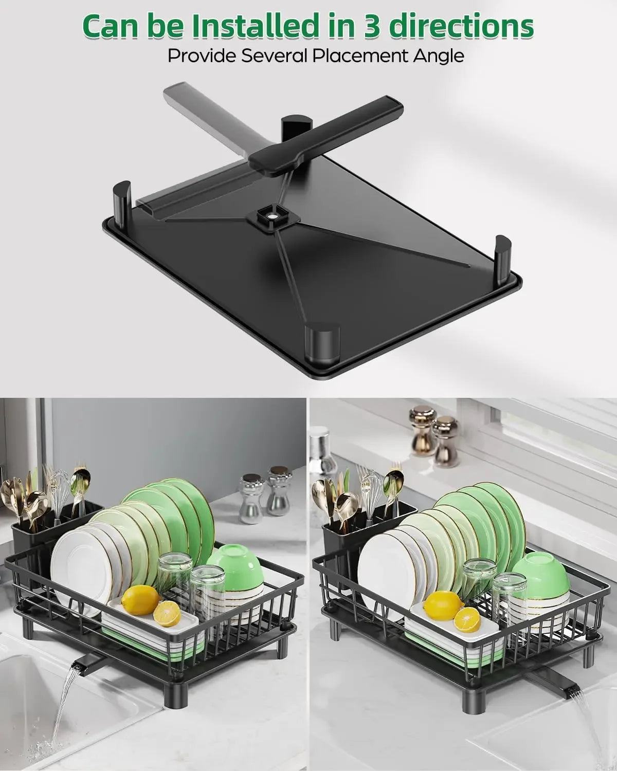 Space Mint Stainless Steel Dish Drying Rack with Drainboard for Small Kitchens Space Mint